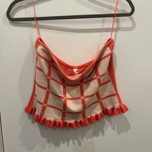 Red and Cream Checkered Tank Top